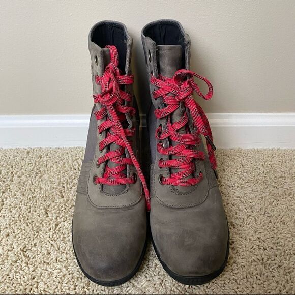 Sorel PDX Lace up Wedge Lexie Wedge Quarry Pink Leather Canvas 8.5 - Picture 3 of 6